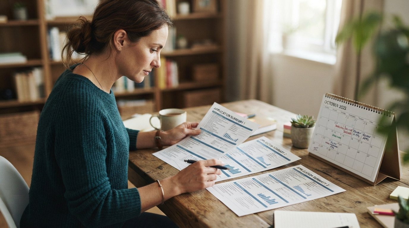 Person reviewing financial paperwork for a possible error
