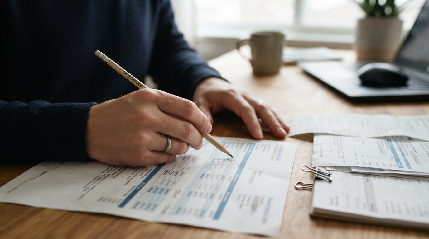 Borrower pointing to rows in a payment schedule