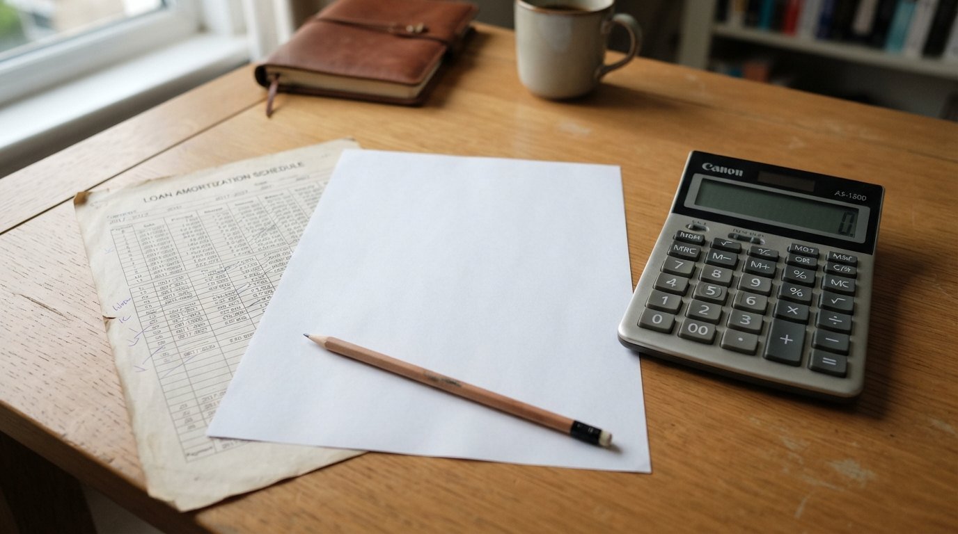 Blank letter and calculator prepared for a revised borrowing plan