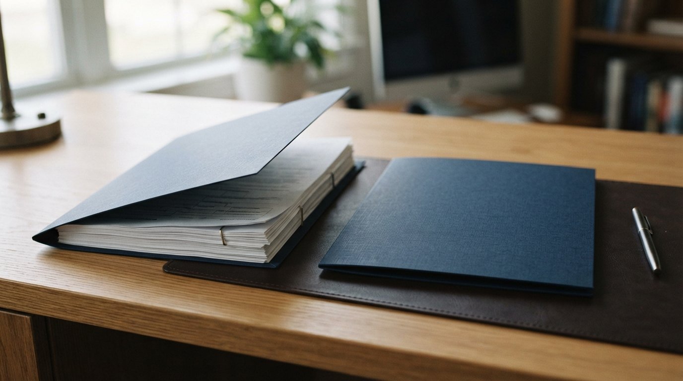 Sparse financial folder and papers for a new borrower